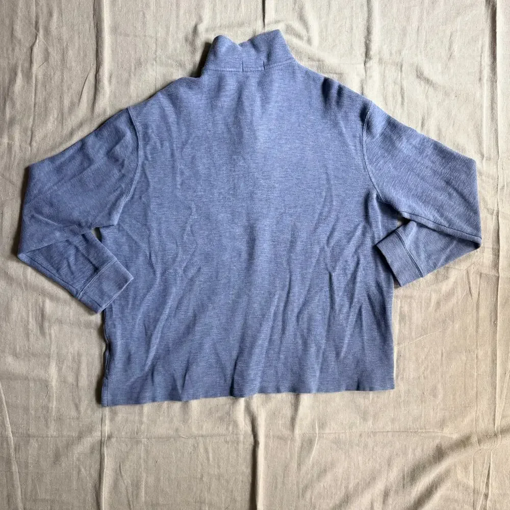 Polo Ralph Lauren Sweater Men's XL Quarter Zip Pullover Estate Rib Cotton Blue